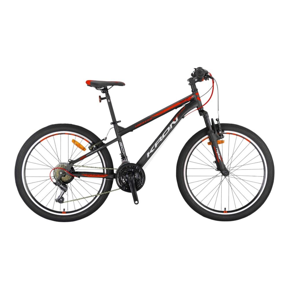 KRON VORTEX 4.0 - 26'' MTB - 14' - 21 Vites - V.B. - Mat Siyah-Gri/Kırmızı #KRN25-006