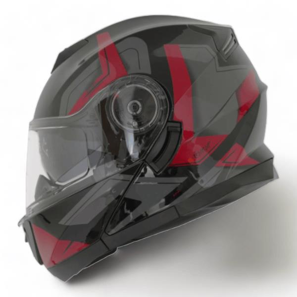 BLACKLION - ÇENE AÇILIR VİZÖRLÜ KASK [LION-160E] [SİYAH-KIRMIZI] [L] #57886