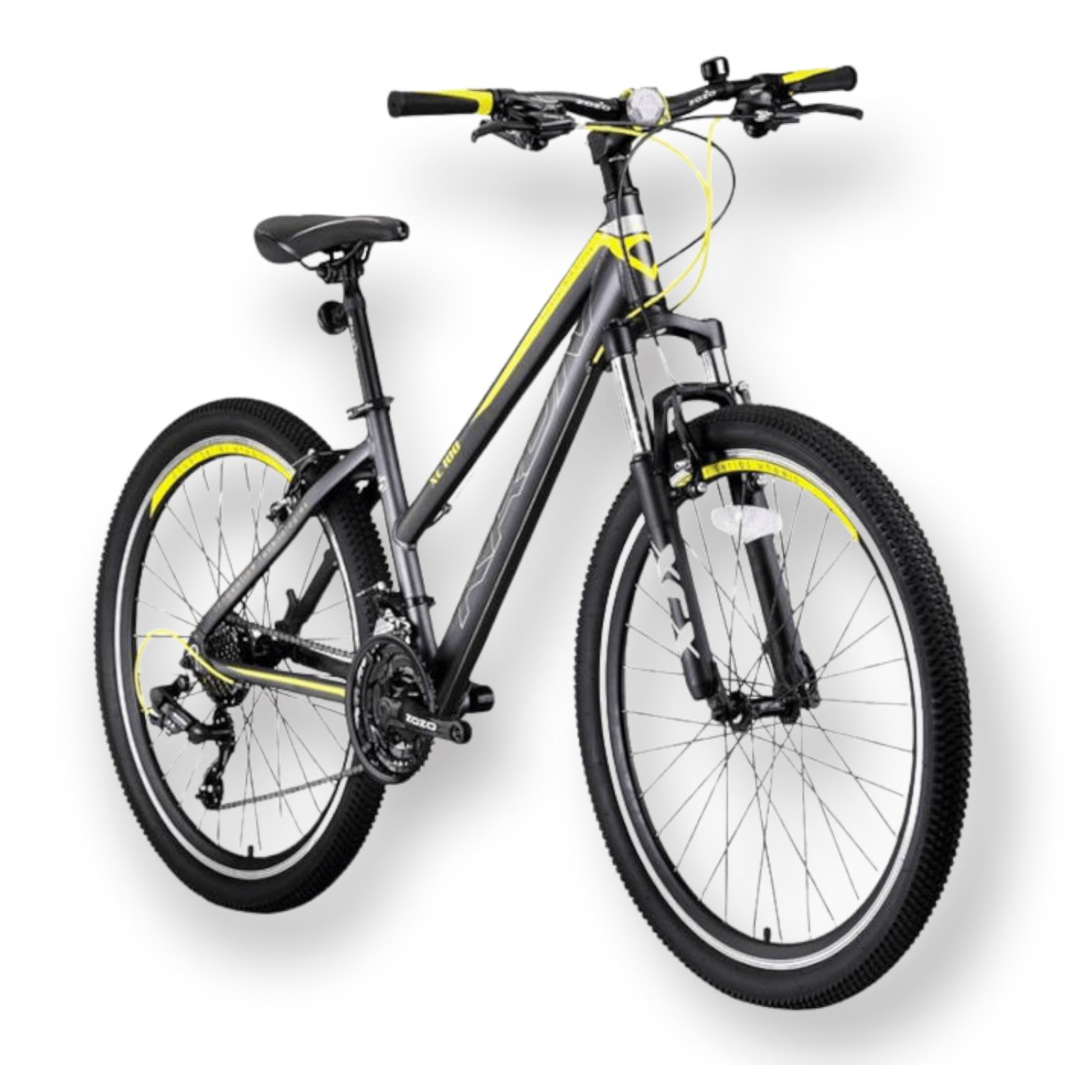 KRON XC 100 - 26'' MTB Lady - 17' - 21 Vites - H.DISC - Mat Füme-Gri/Açık Sarı #KRN22-238