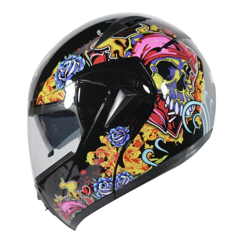 VRT - ÇENE AÇILIR VİZÖRLÜ KASK [MD808] [KURU KAFA - ATEŞ] [L] #57646