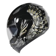 VRT - ÇENE AÇILIR VİZÖRLÜ KASK [MD808] [SİYAH - GOLD] [M] #57641