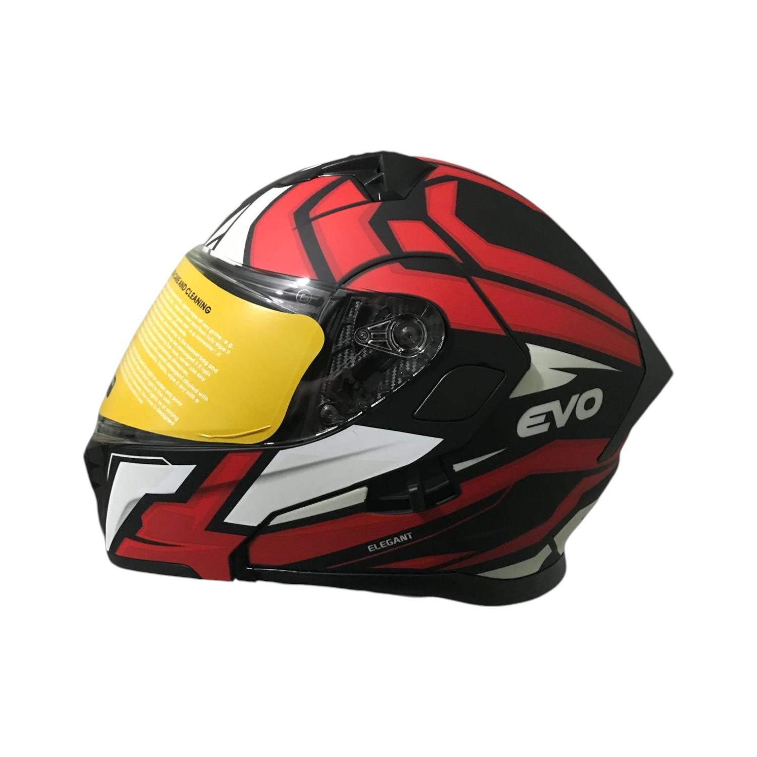 EVO906 ÇENEDEN AÇILIR KASK VİZÖRLÜ MAT SİYAH - KIRMIZI #KN90601MSK [XL]