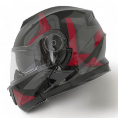 BLACKLION - ÇENE AÇILIR VİZÖRLÜ KASK [LION-160E] [SİYAH-KIRMIZI] [S] #57884