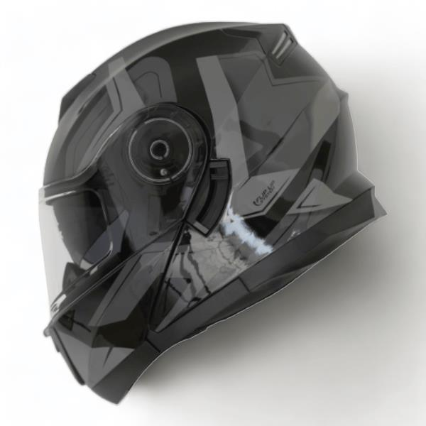 BLACKLION - ÇENE AÇILIR VİZÖRLÜ KASK [LION-160E] [SİYAH-GRİ] [S] #57888