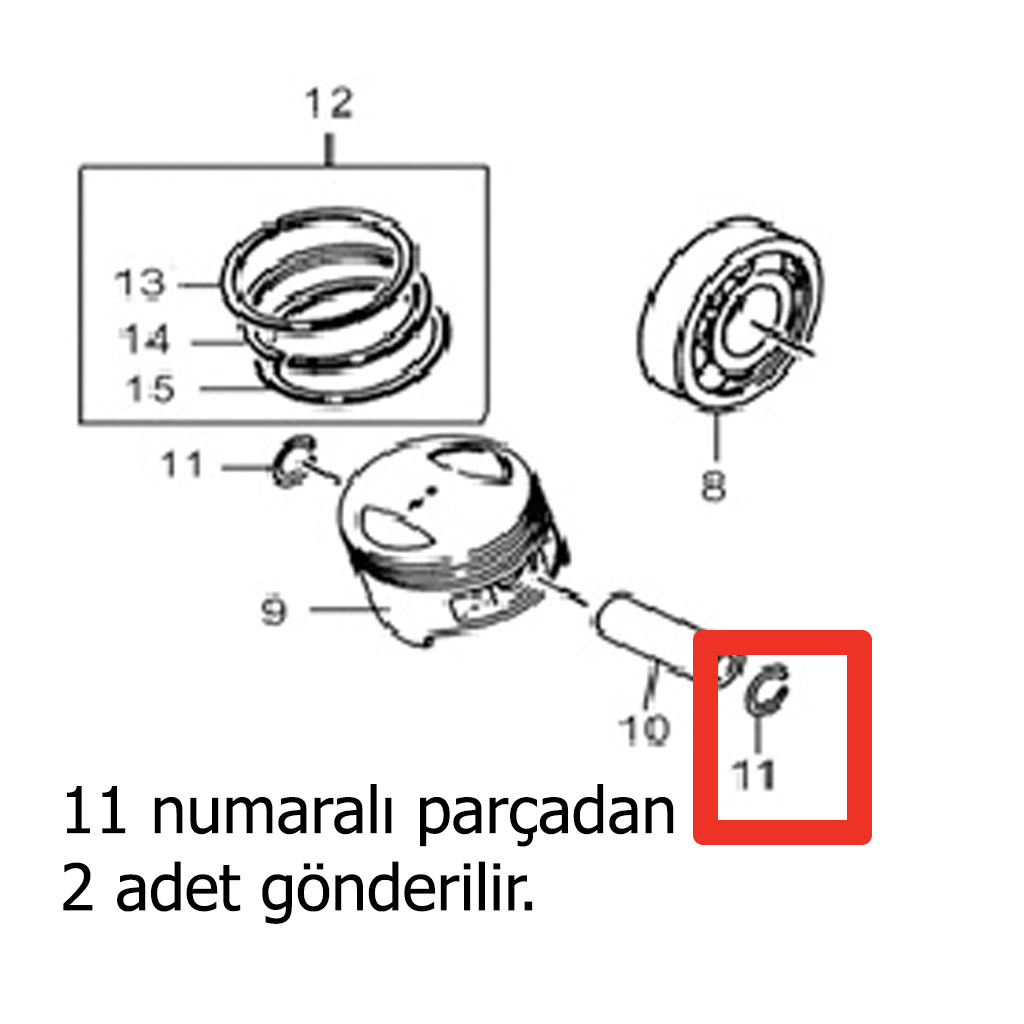 ST24848 LIFAN LF200-16C PISTON PIMI TAHTIT SEKMANI #AT0911 - Görsel 1