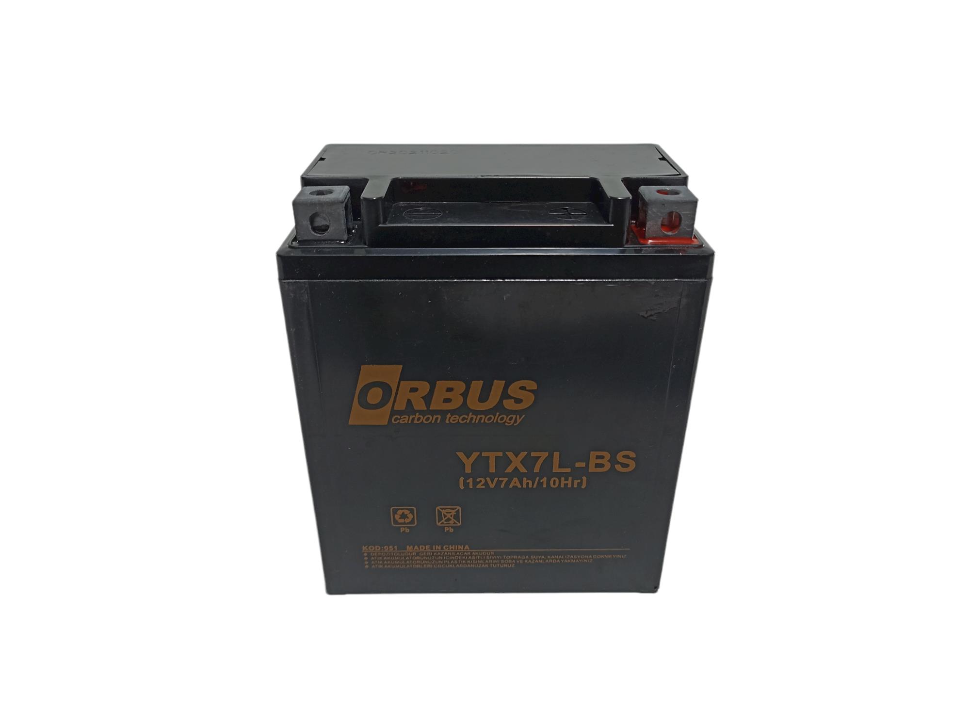 ST30168 ORBUS YTX7L-BS 12V 7AH KARBON JEL AKÜ DİK MODEL HONDA GRUBU #OS 12-7L - Görsel 1