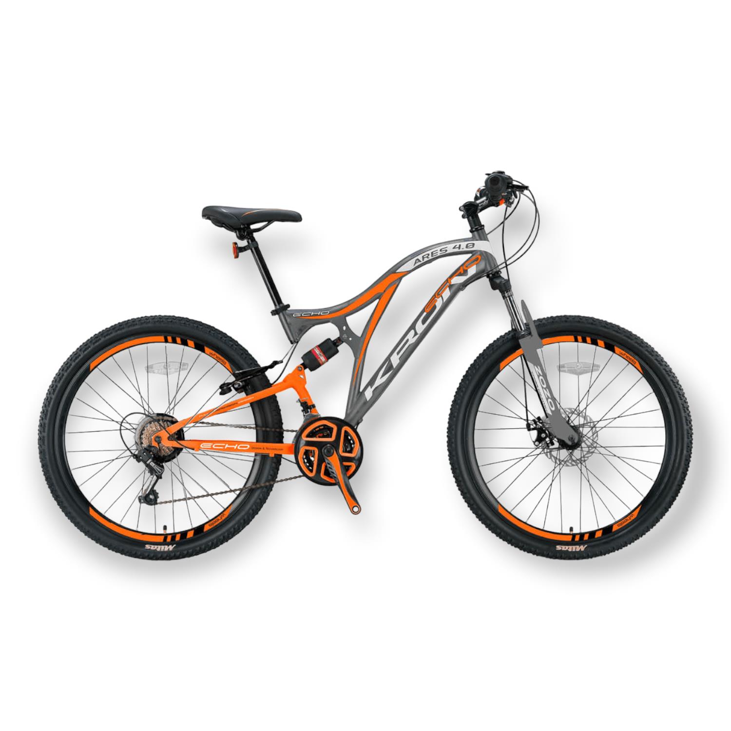 ST86321 KRON ARES 4.0 - 26" MTB - 16.5' -21 Vites - Çift AMT - V.B. - Mat Füme-Neon Turuncu/Gri #KRN21-428 - Görsel 1