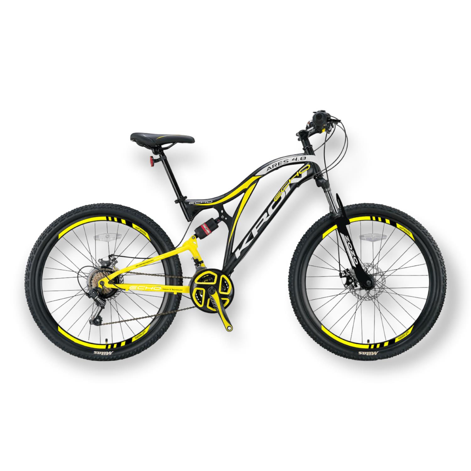 ST86324 KRON ARES 4.0 - 27.5" MTB - 16.5'- 21 Vites - Çift AMT - M.DISC -Mat Siyah-Açık Sarı/Beyaz #KRN21-436 - Görsel 1