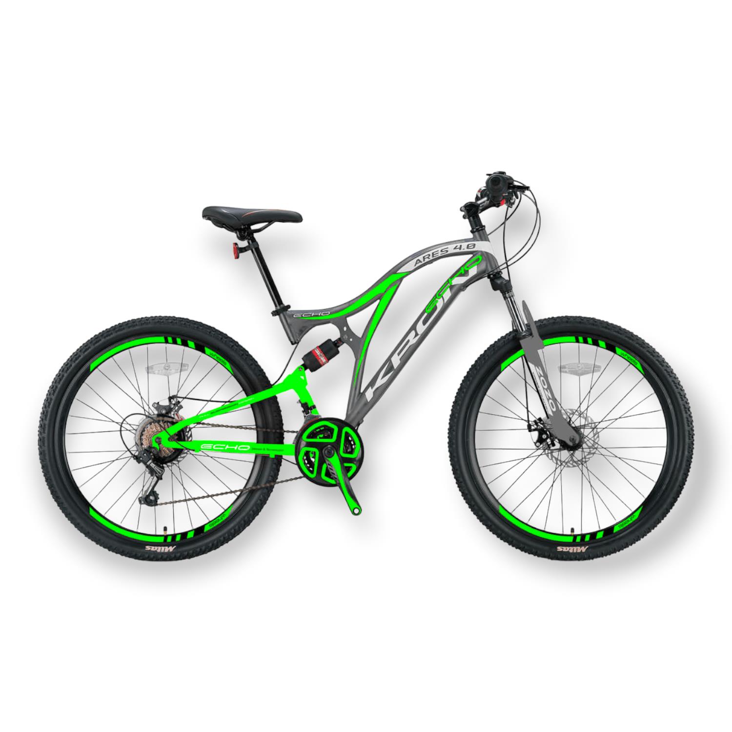 ST86325 KRON ARES 4.0 - 27.5" MTB - 16.5'- 21 Vites - Çift AMT - M.DISC -Mat Füme-Yeşil/Gri #KRN21-437 - Görsel 1