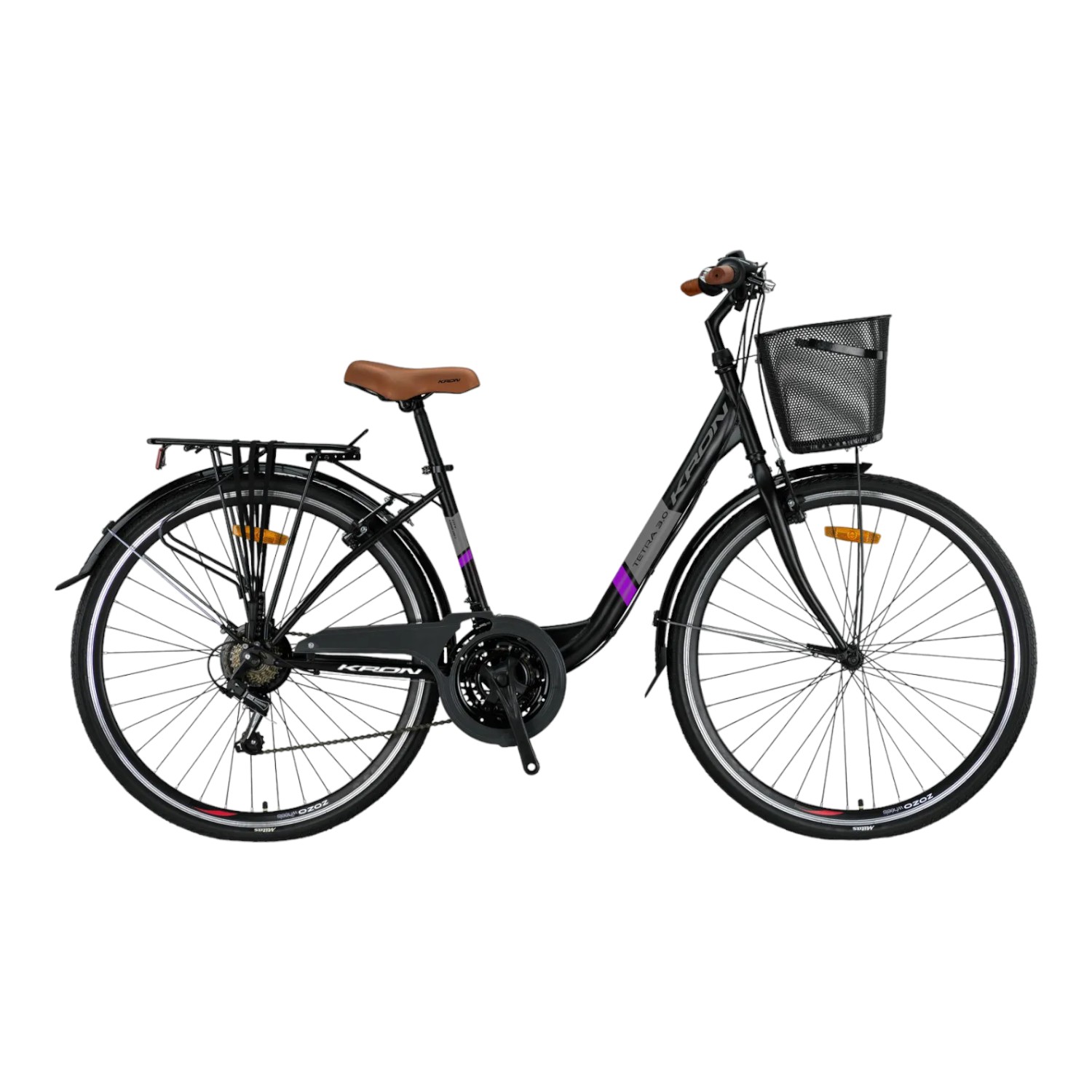 ST88046 KRON TETRA 3.0 - 26" City Bike - 15' - 21 Vites - V.B. - Mat Siyah-Gri/Mor #KRN23-073 - Görsel 1