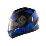 MOTOSİKLET KASK ÇENE AÇILIR VİSÖRLÜ ECE BELGELİ - MAT SİYAH GRAFİK MAVİ #13010MSGM [XXL]