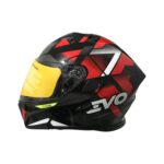 EVO906 ÇENEDEN AÇILIR KASK VİZÖRLÜ PARLAK KIRMIZI - GRİ/SİYAH #KN90601PKGS [L]