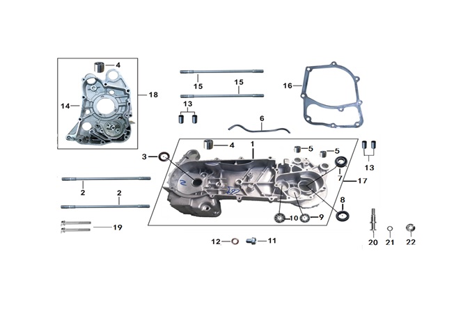YUKI-052QMI0-020100000-1 YUKİ 125CC SCOOTER RİSOTTO 125 MOTOR BLOĞU SOL ( RİSOTTO 125 ) - Görsel 1