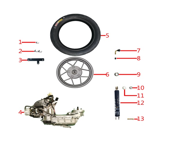 YUKI-1.11.3888.13888110012401-1 YUKİ ROUTE 110CC SCOOTER ROUTE ARKA AMORTİSÖR (ROUTE 110) - Görsel 1