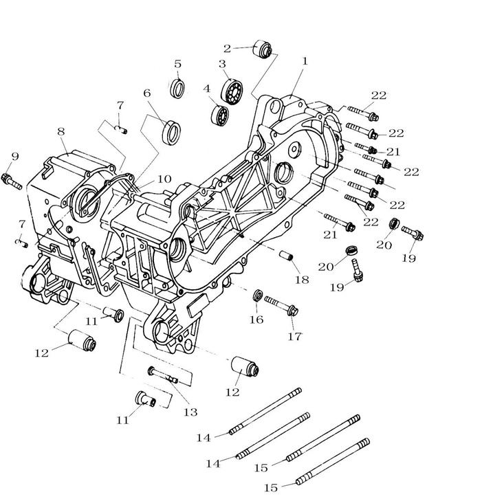 YUKI-139QMB.06.02-1 YUKİ 50CC SCOOTER CRYPTO 50 MOTOR BLOK SAĞ (CRYPTO 50) - Görsel 1