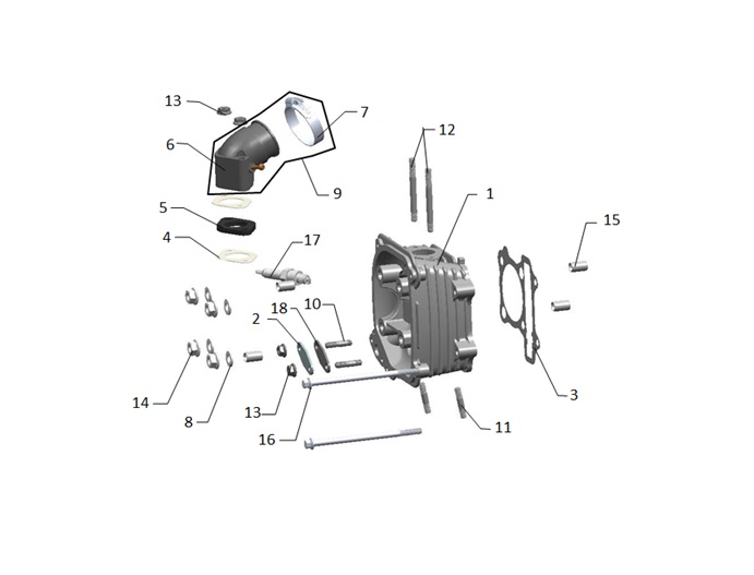 YUKI-152.02.156-1 YUKİ STORM 125CC SCOOTER EFI SİLİNDİR ÜST KAPAK (STORM 125) - Görsel 1