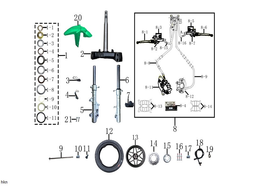 YUKI-2022027000-1 YUKİ X-WAY PRO 125CC ADV SCOOTER ÖN ÇAMURLUK GRİ ( X WAY 125 ) - Görsel 1