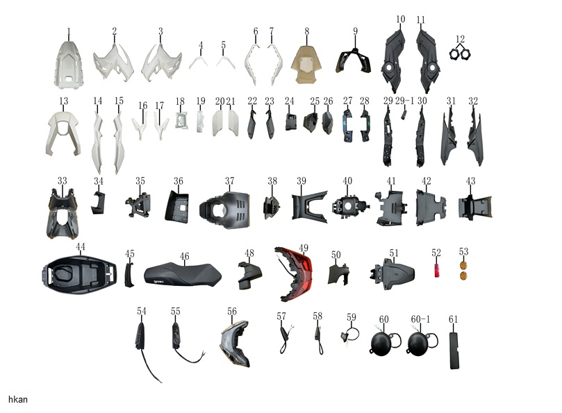 YUKI-2031366801-1 YUKİ X-WAY PRO 125CC ADV SCOOTER ŞASE NO KAPAĞI ( X WAY 125 ) - Görsel 1