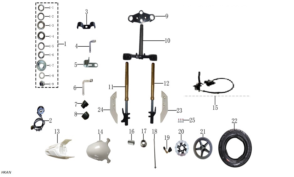 YUKI-53200-YMKM-0000-1 YUKİ HAMMER 50CC MOTOSİKLET ÖN ÇAMURLUK ALT SİYAH (HAMMER 50) - Görsel 1
