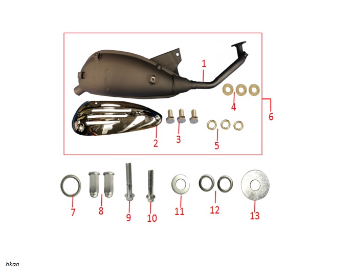 YUKI-6.16.0005.63910160045000-1 YUKİ 125CC SCOOTER RİSOTTO 125 EGZOZ DEKORATİFİ ( RİSOTTO 125cc ) - Görsel 1