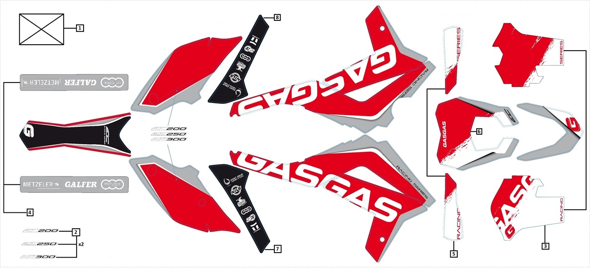 YUKI-BE95000CT-CSB-1-1 GASGAS ENDURO 250 RACING STİKER SETİ (GASGAS SIXDAYS) - Görsel 1