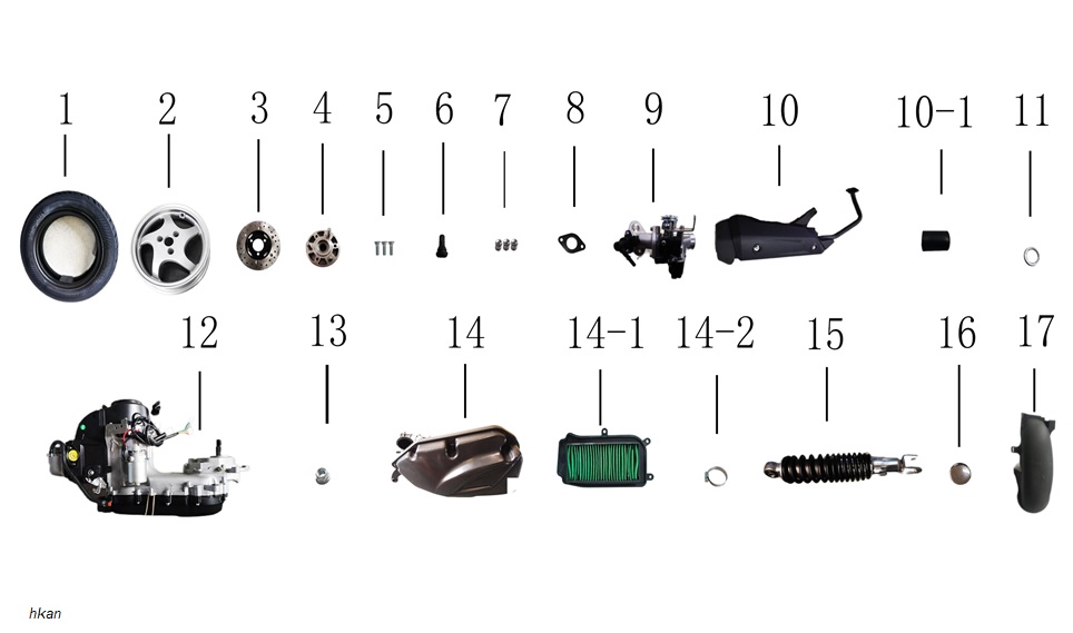 YUKI-TY-LX-80-07-11-1 YUKİ 50CC SCOOTER CRYPTO 50 EGZOZ (CRYPTO 50) - Görsel 1