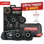 Çift Paketi KNMASTER KN6100 PRO Motosiklet Kask İnterkom Seti-Karbon Siyah 2 Adet