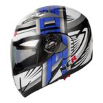 KASK NCR-158 ÇENE AÇILIR GÖZLÜKLÜ E-CE BELGELİ-MAVİ GRAFİK #13007-8